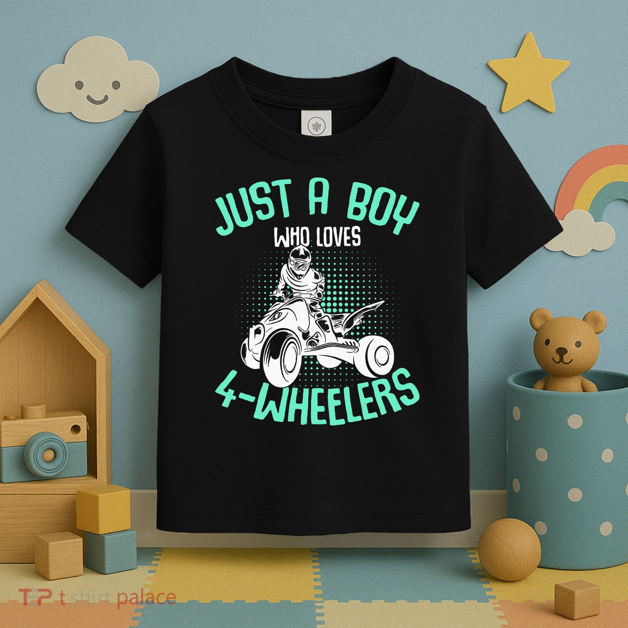 Just A Boy Who Loves 4 Wheelers ATV Quad Kids Toddler T-Shirt