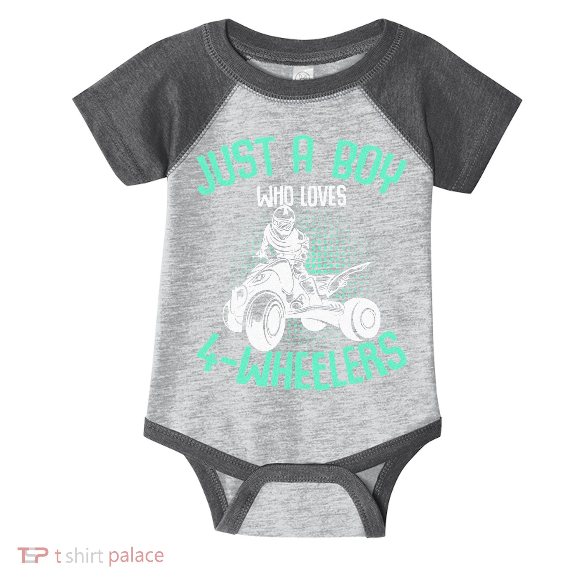 Just A Boy Who Loves 4 Wheelers ATV Quad Kids Infant Baby Jersey Bodysuit