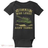 Just A Boy Who Loves Army Tanks Military WW2 Tanks Baby Bodysuit thumb 0