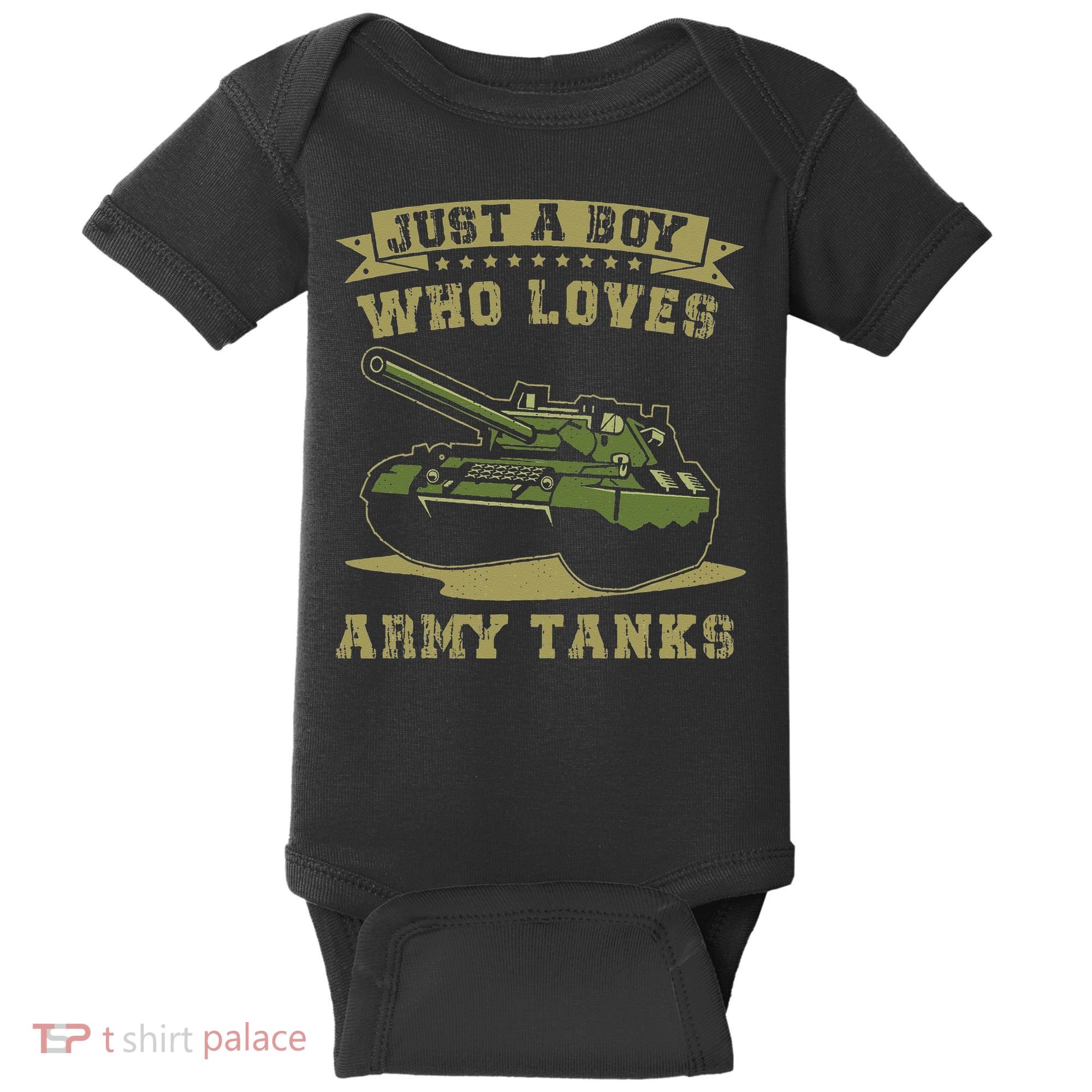 Just A Boy Who Loves Army Tanks Military WW2 Tanks Baby Bodysuit