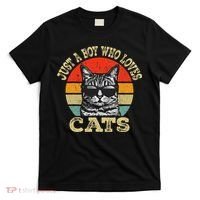 Just A Boy Who Loves Cats Boy Cat Lover T-Shirt thumb 0
