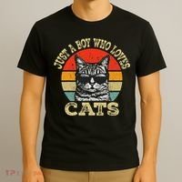 Just A Boy Who Loves Cats Boy Cat Lover T-Shirt thumb 3