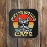 Just A Boy Who Loves Cats Boy Cat Lover Coaster thumb 0