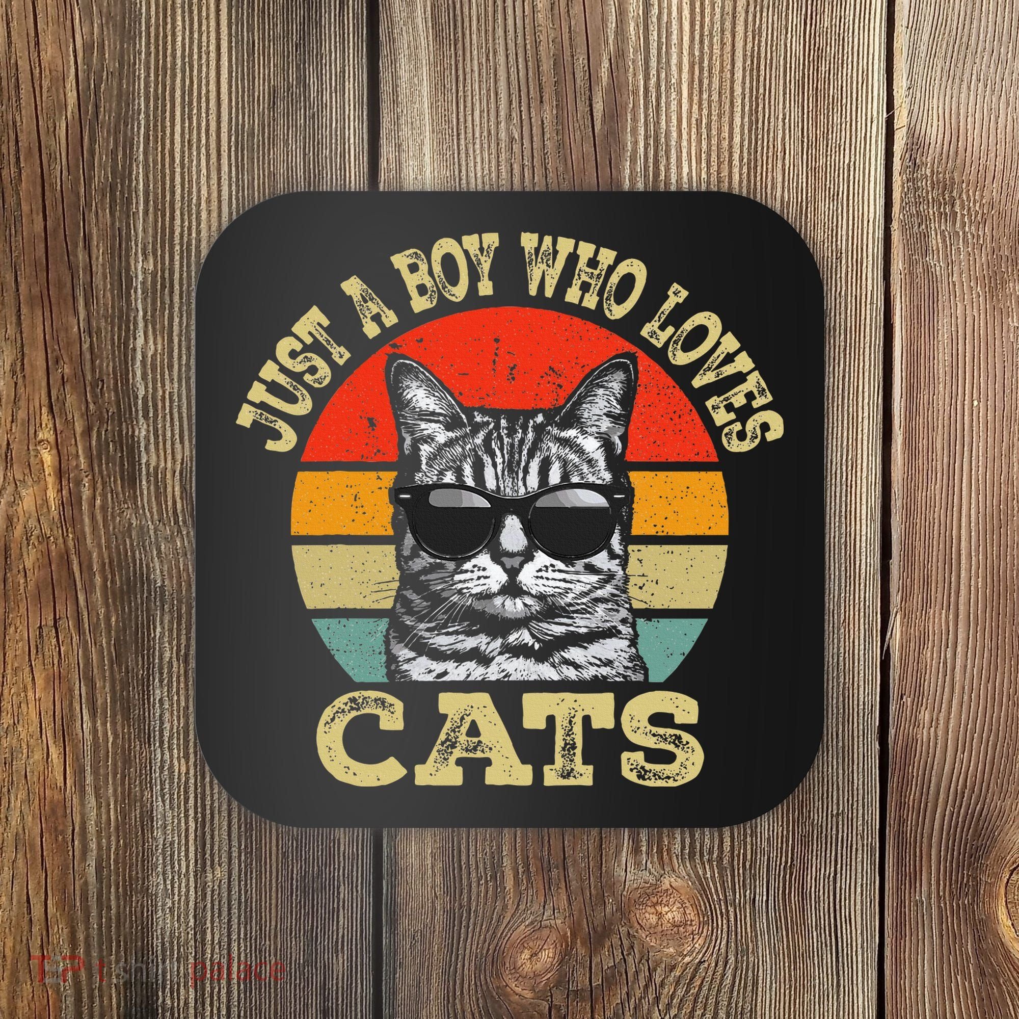 Just A Boy Who Loves Cats Boy Cat Lover Coaster