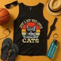 Just A Boy Who Loves Cats Boy Cat Lover Tank Top thumb 4