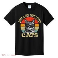 Just A Boy Who Loves Cats Boy Cat Lover Kids T-Shirt thumb 0