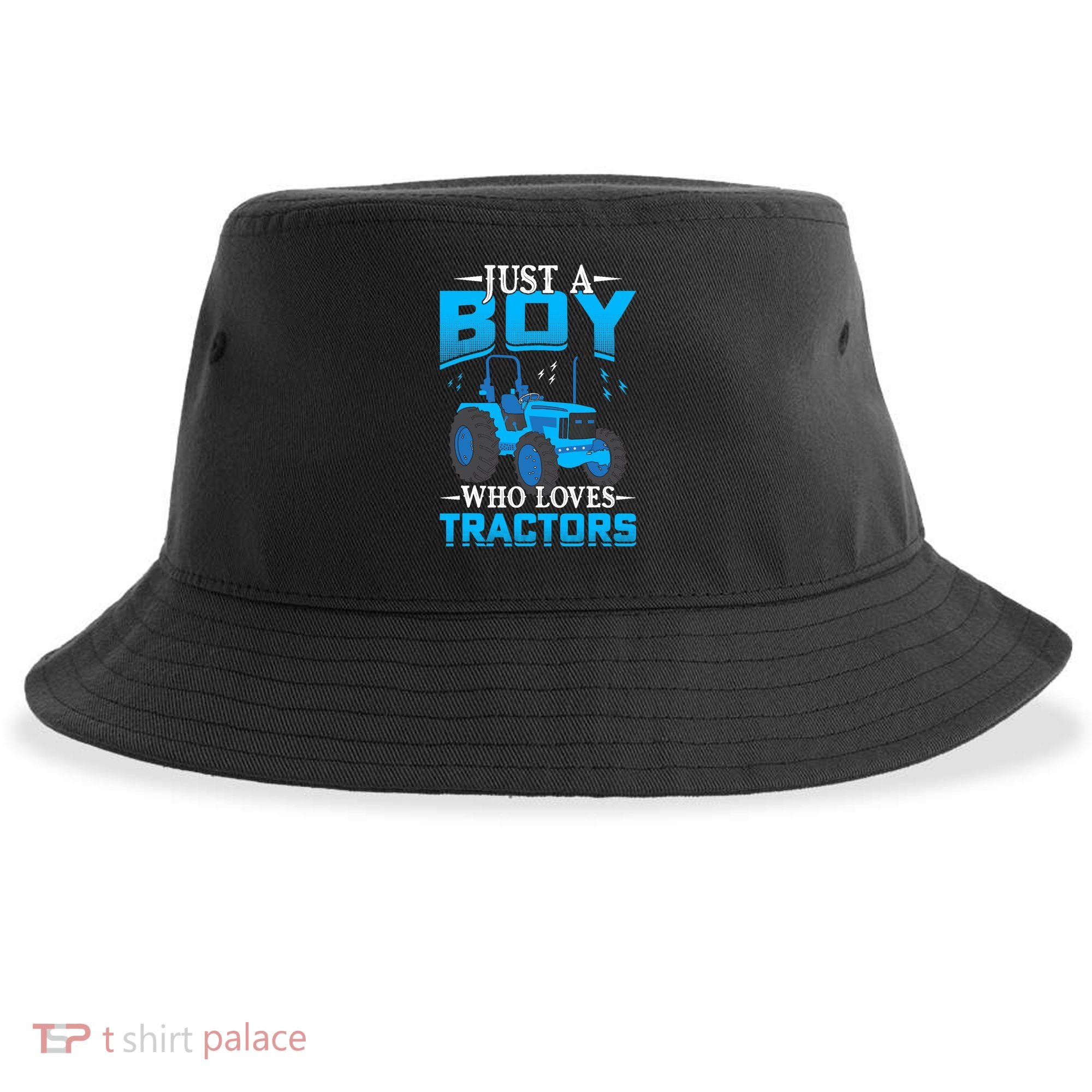 Just A Boy Who Loves Tractors Farm Boy Sustainable Bucket Hat
