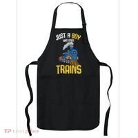 Just A Boy Who Loves Trains Locomotive Train Apron thumb 0