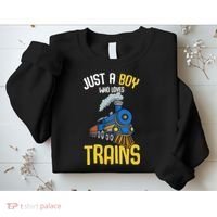 Just A Boy Who Loves Trains Locomotive Train Sweatshirt thumb 2