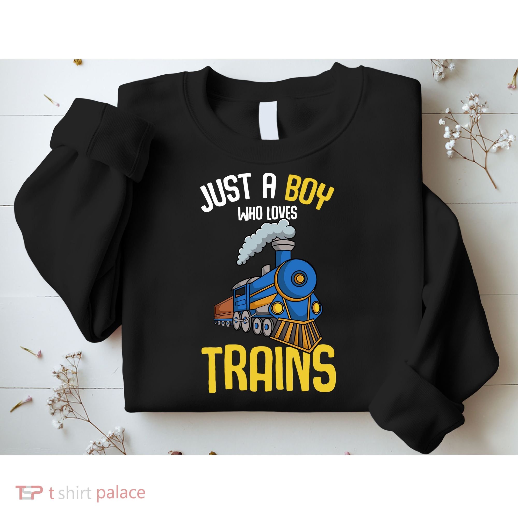 Just A Boy Who Loves Trains Locomotive Train Sweatshirt