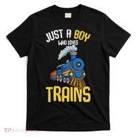 Just A Boy Who Loves Trains Locomotive Train T-Shirt thumb 0