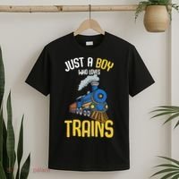 Just A Boy Who Loves Trains Locomotive Train T-Shirt thumb 2