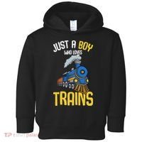 Just A Boy Who Loves Trains Locomotive Train Toddler Hoodie thumb 0