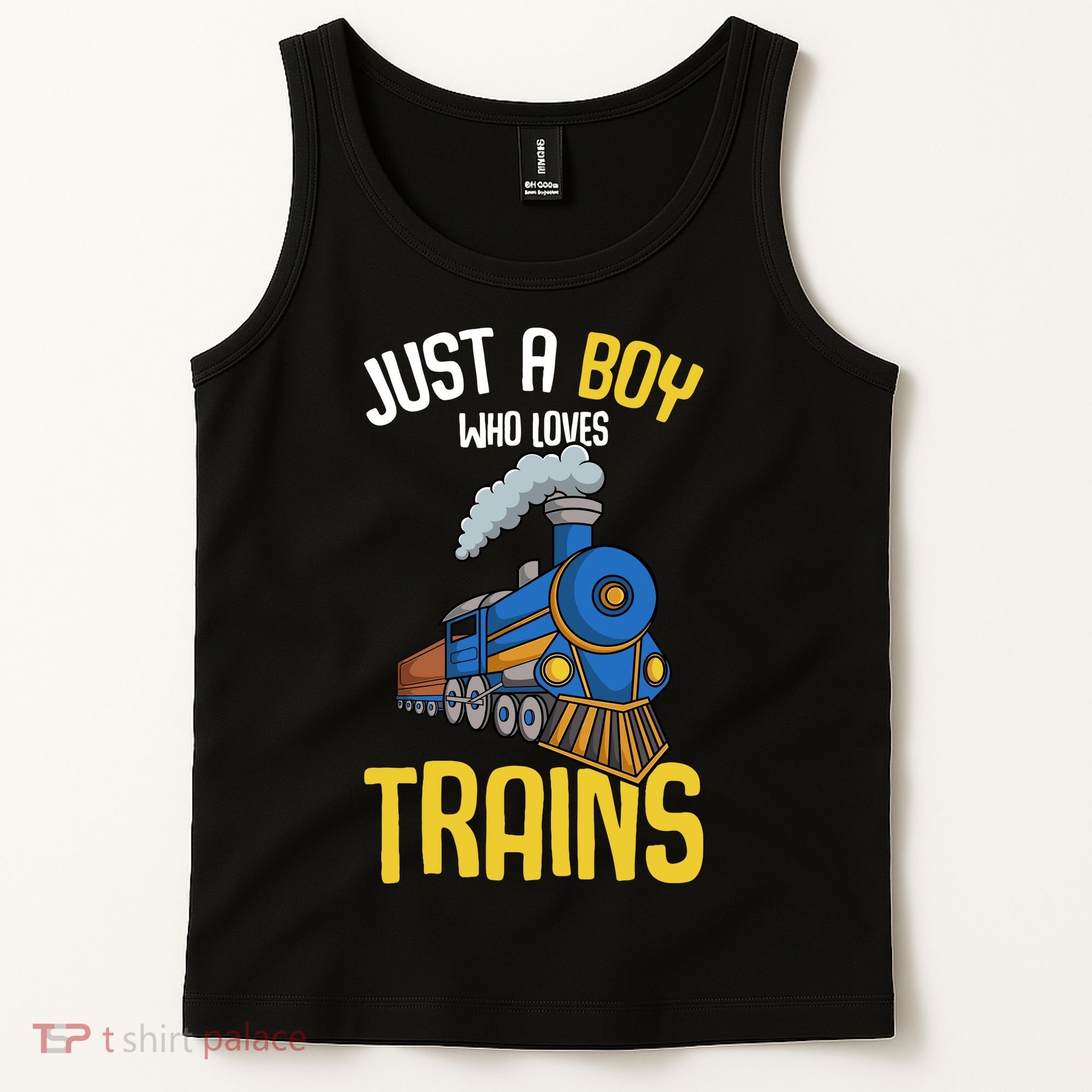 Just A Boy Who Loves Trains Locomotive Train Tank Top