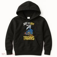 Just A Boy Who Loves Trains Locomotive Train Kids Hoodie thumb 0
