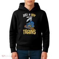 Just A Boy Who Loves Trains Locomotive Train Kids Hoodie thumb 4