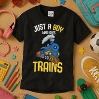 Just A Boy Who Loves Trains Locomotive Train Kids T-Shirt thumb 3