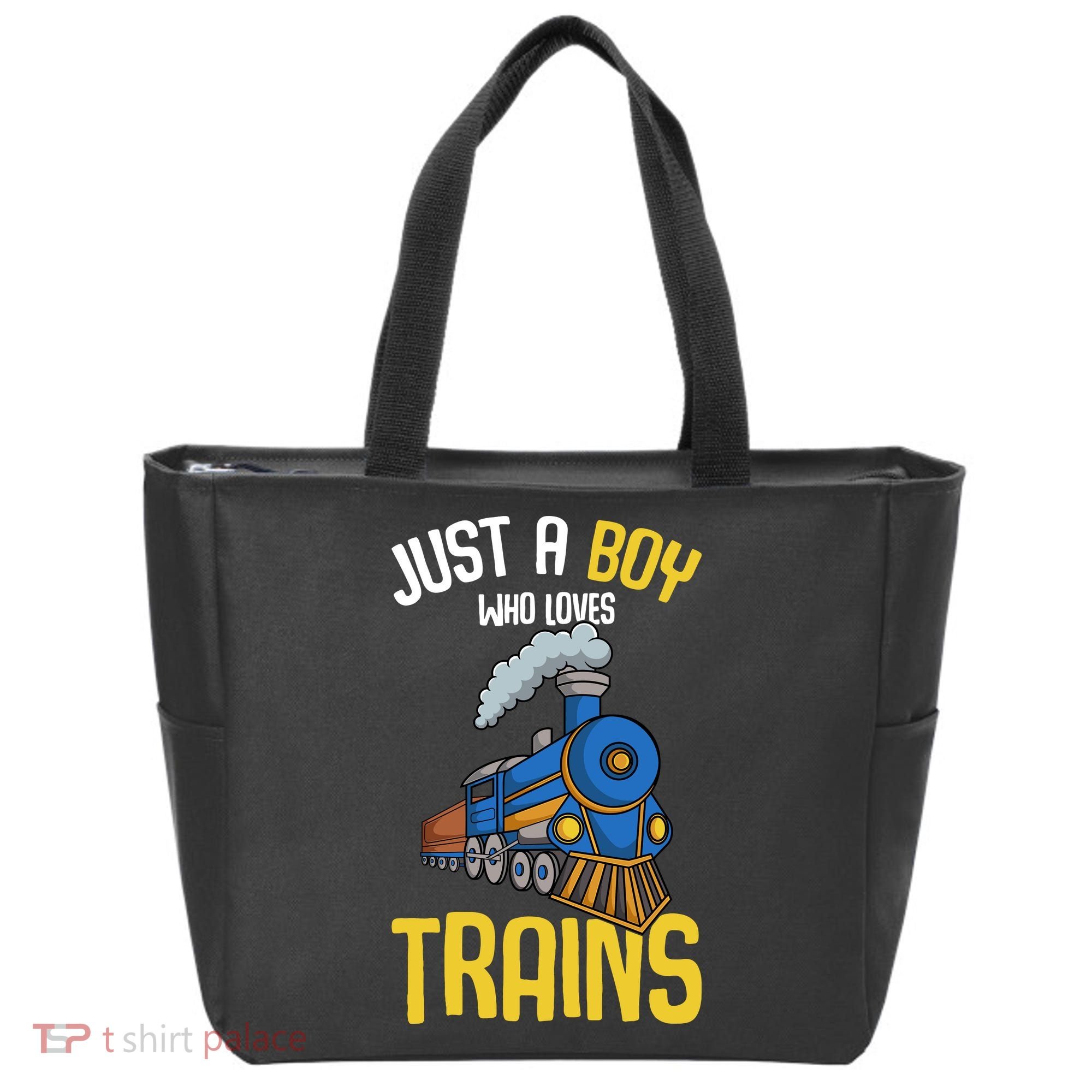 Just A Boy Who Loves Trains Locomotive Train Tote Bag