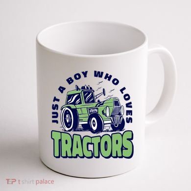 Just A Boy Who Loves Tractors Coffee Mug back
