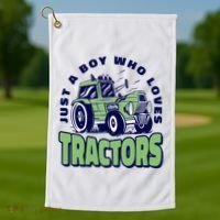 Just A Boy Who Loves Tractors Golf Towel thumb 1