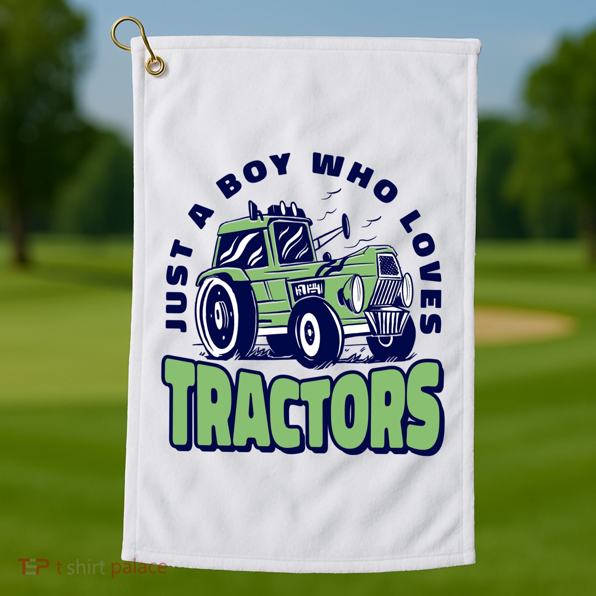 Just A Boy Who Loves Tractors Golf Towel