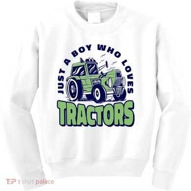 Just A Boy Who Loves Tractors Kids Sweatshirt