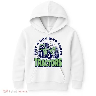 Just A Boy Who Loves Tractors Kids Hoodie