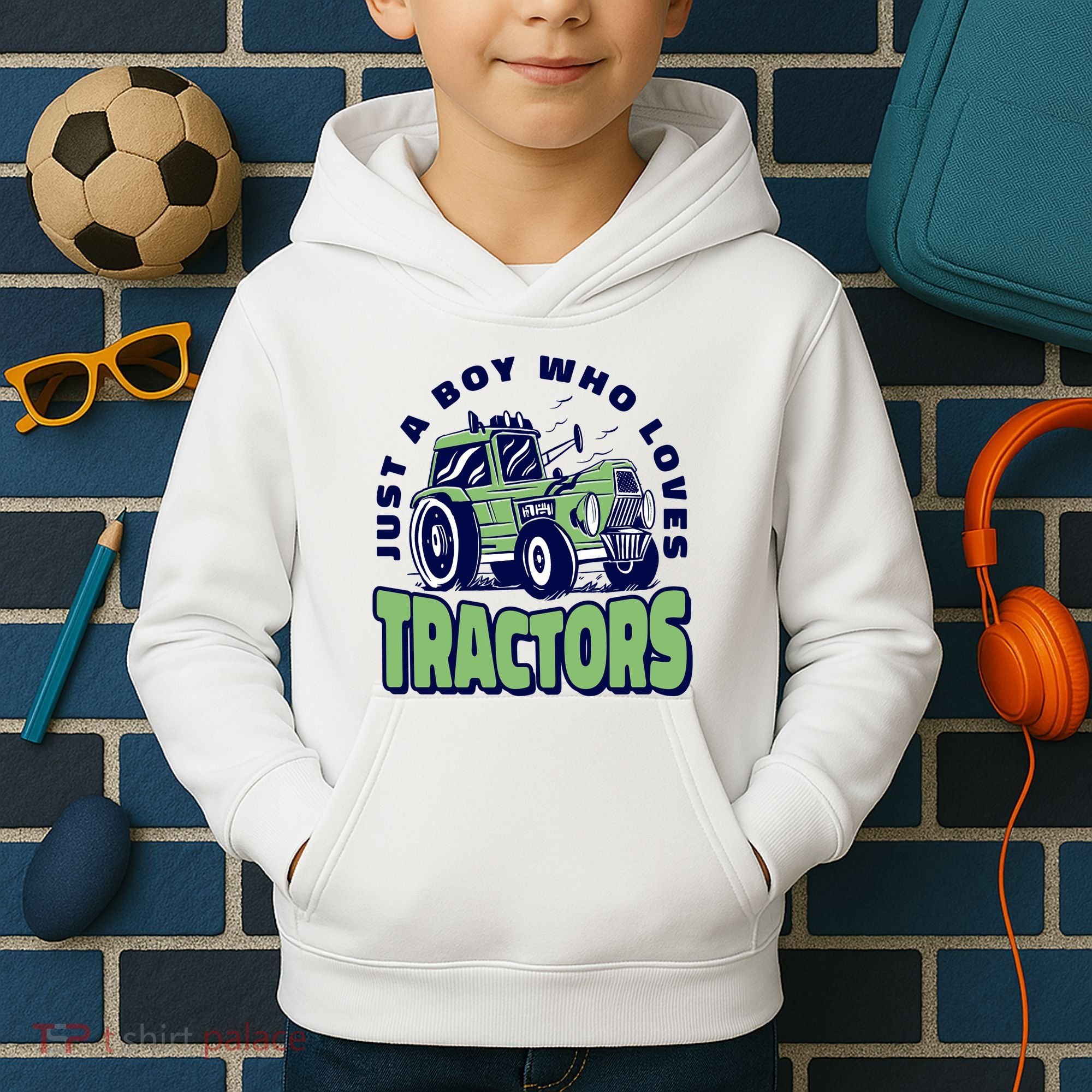 Just A Boy Who Loves Tractors Kids Hoodie