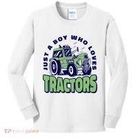 Just A Boy Who Loves Tractors Kids Long Sleeve Shirt thumb 0