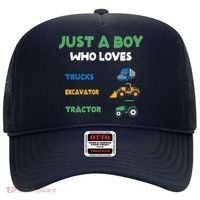Just A Boy Who Loves Trucks Excavators Tractors Vehicle Hat thumb 0