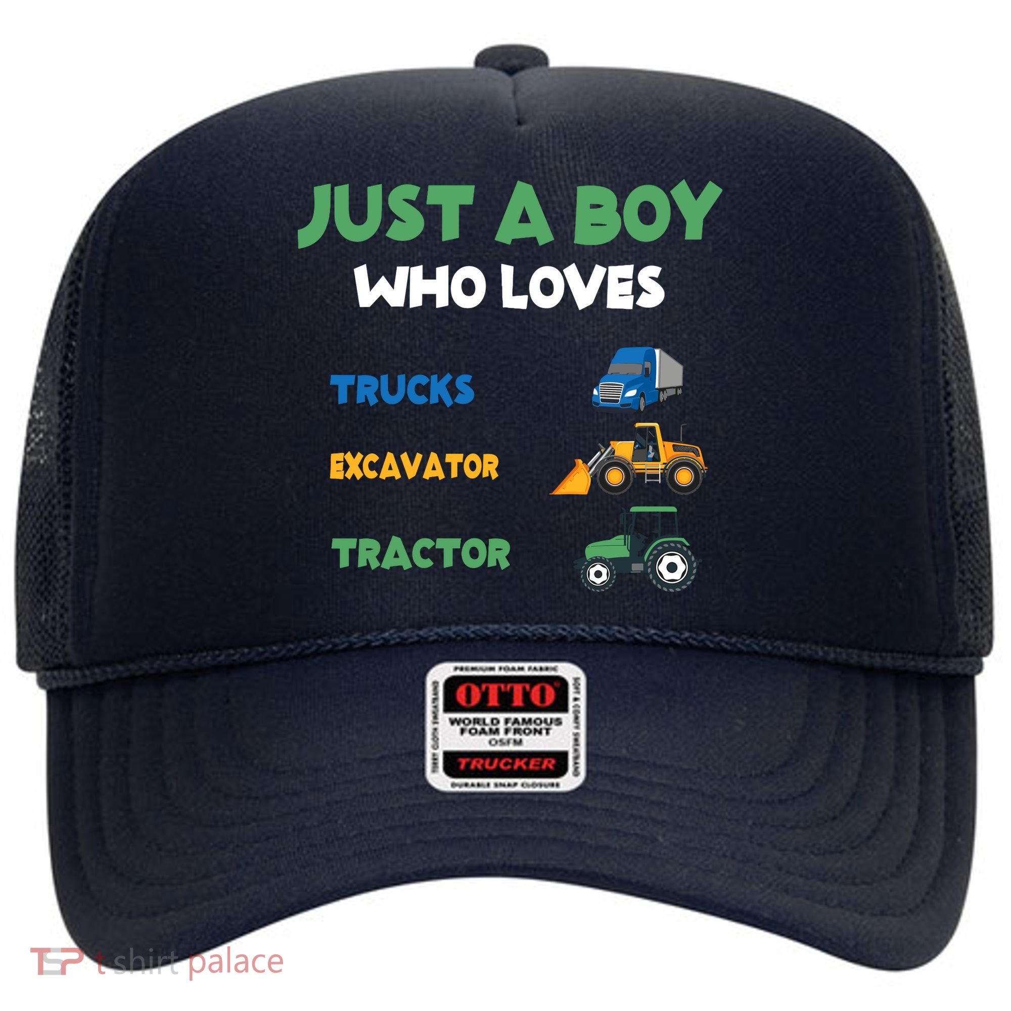Just A Boy Who Loves Trucks Excavators Tractors Vehicle Hat