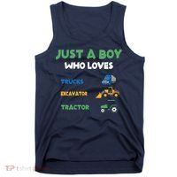 Just A Boy Who Loves Trucks Excavators Tractors Vehicle Tank Top thumb 0