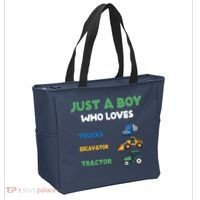 Just A Boy Who Loves Trucks Excavators Tractors Vehicle Tote Bag thumb 2