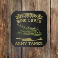 Just A Boy Who Loves Army Tanks Military WW2 Tanks Coaster thumb 0