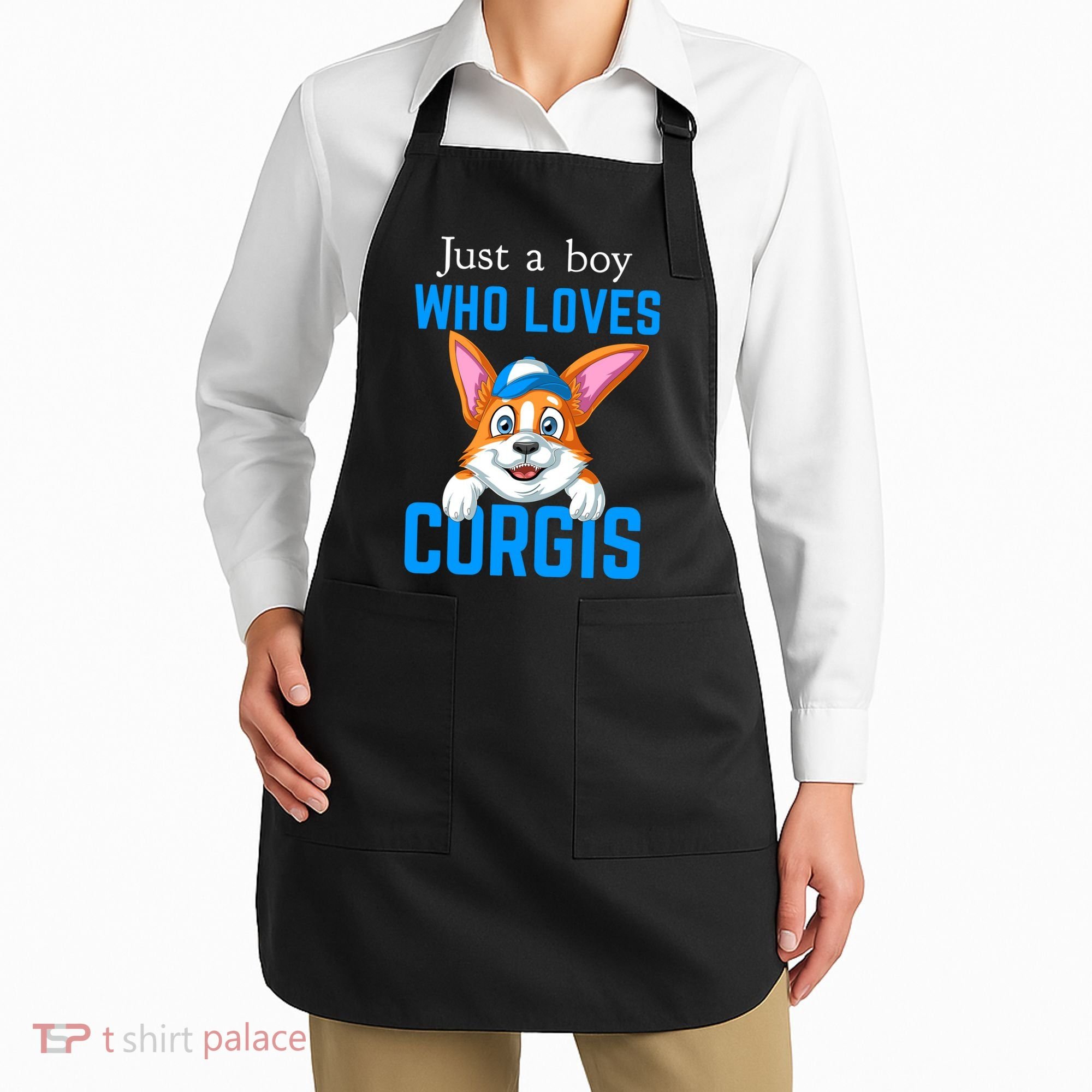 Just A Boy Who Loves Corgis Apron