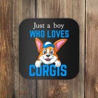 Just A Boy Who Loves Corgis Coaster thumb 0
