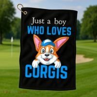 Just A Boy Who Loves Corgis Golf Towel thumb 1