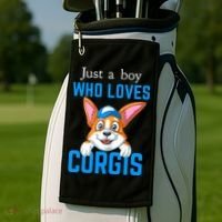 Just A Boy Who Loves Corgis Golf Towel thumb 2
