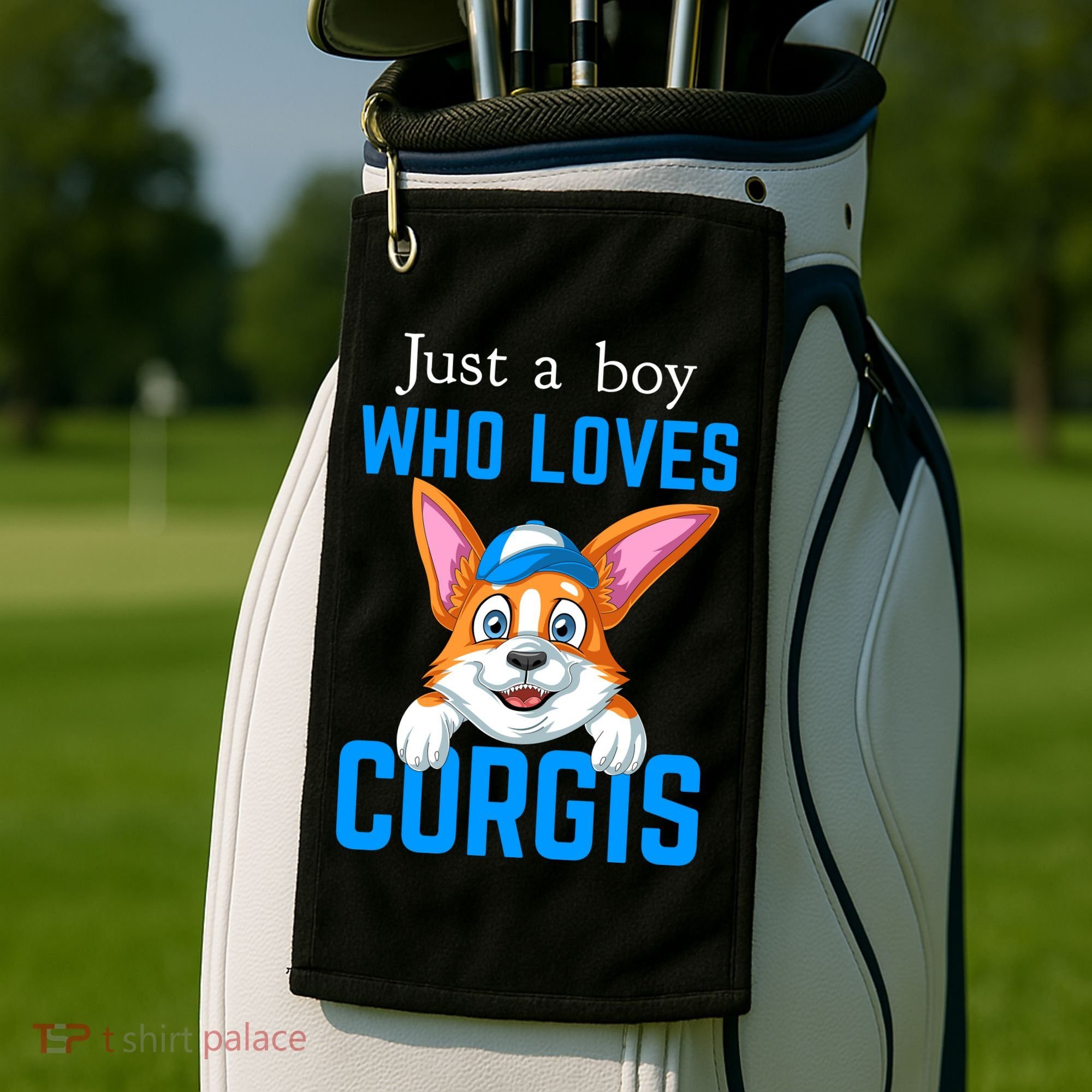 Just A Boy Who Loves Corgis Golf Towel