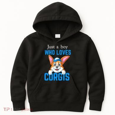 Just A Boy Who Loves Corgis Kids Hoodie