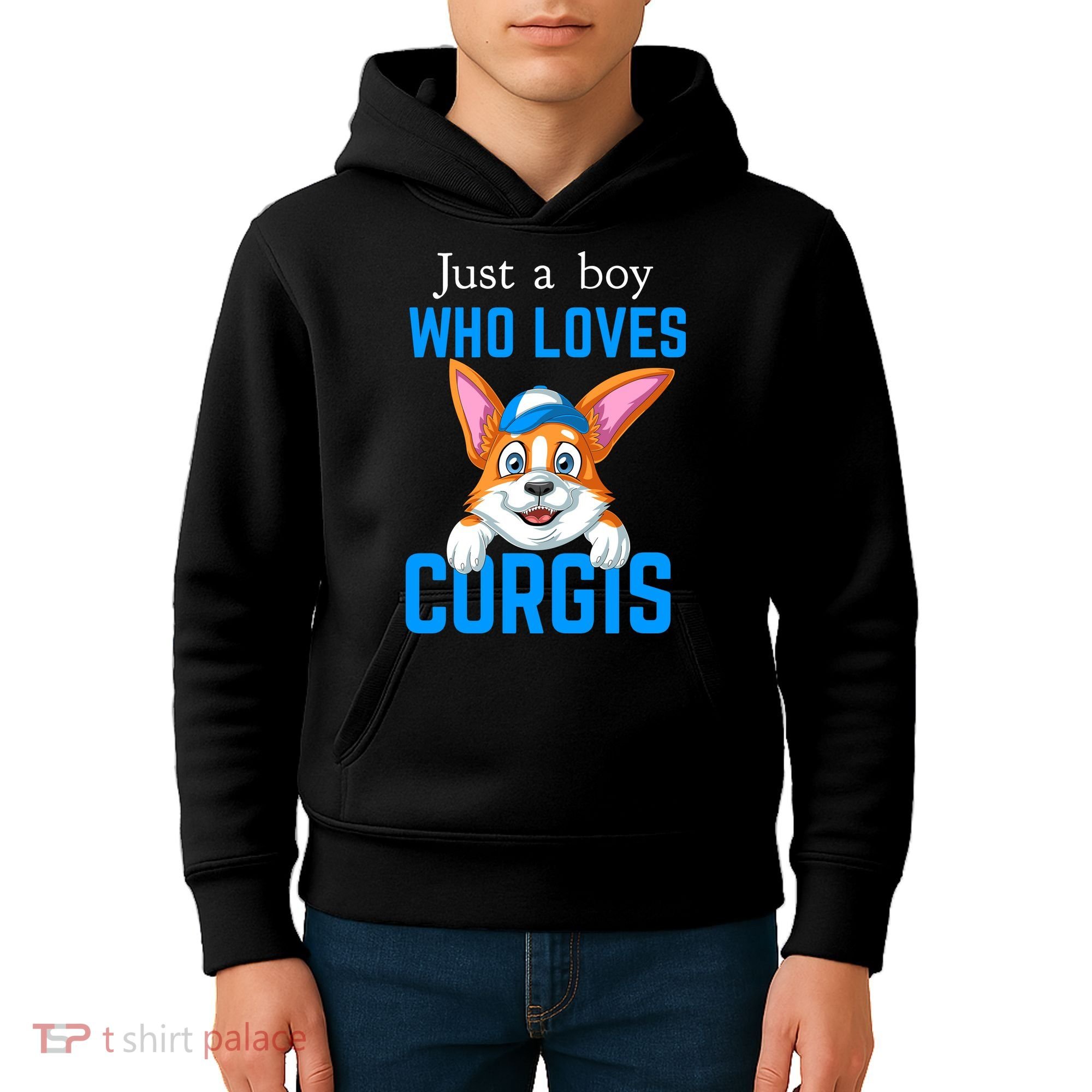 Just A Boy Who Loves Corgis Kids Hoodie