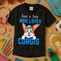 Just A Boy Who Loves Corgis Kids T-Shirt thumb 3