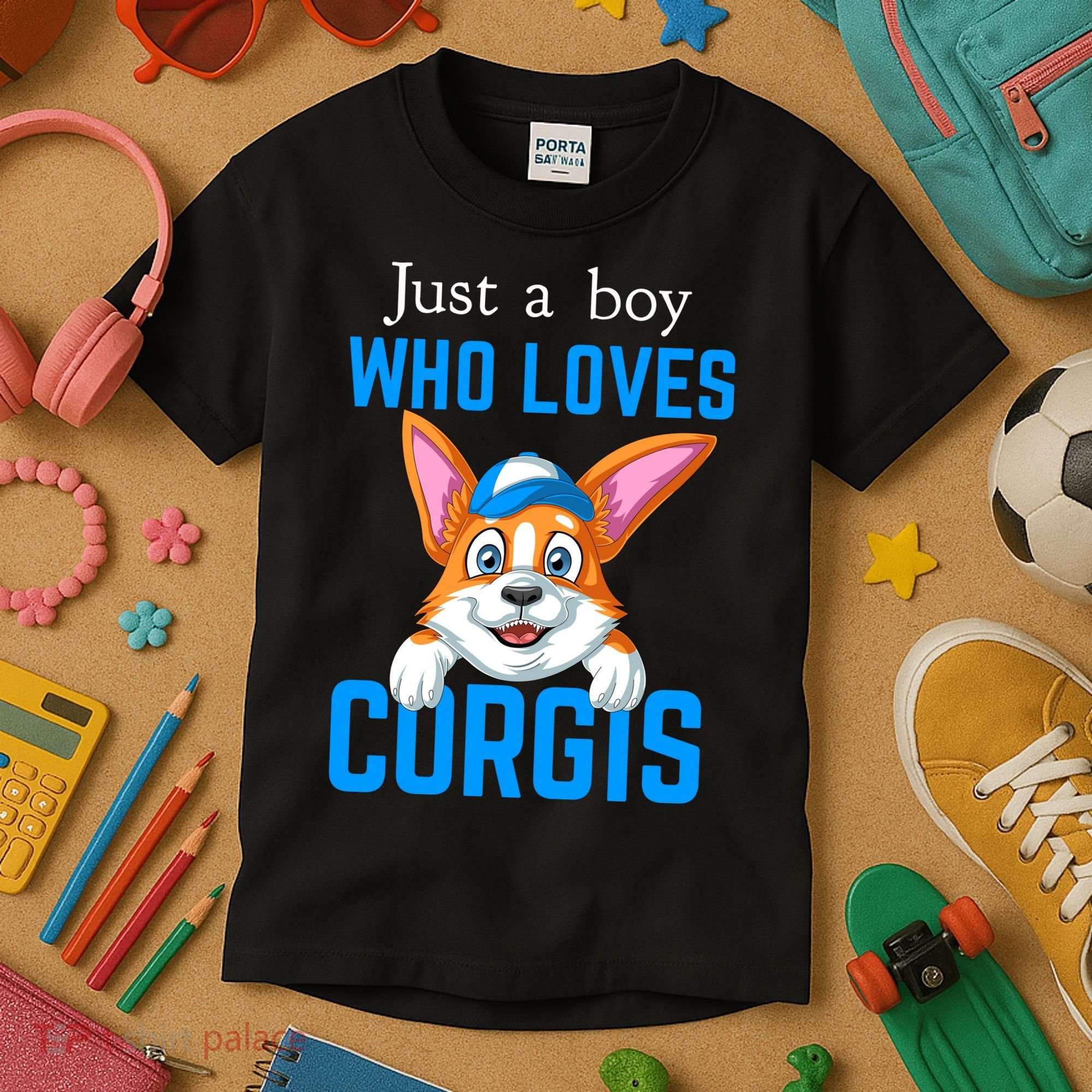 Just A Boy Who Loves Corgis Kids T-Shirt