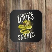 Just A Boy Who Loves Snakes Snake Lover Gift Coaster thumb 0