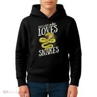 Just A Boy Who Loves Snakes Snake Lover Gift Kids Hoodie thumb 4
