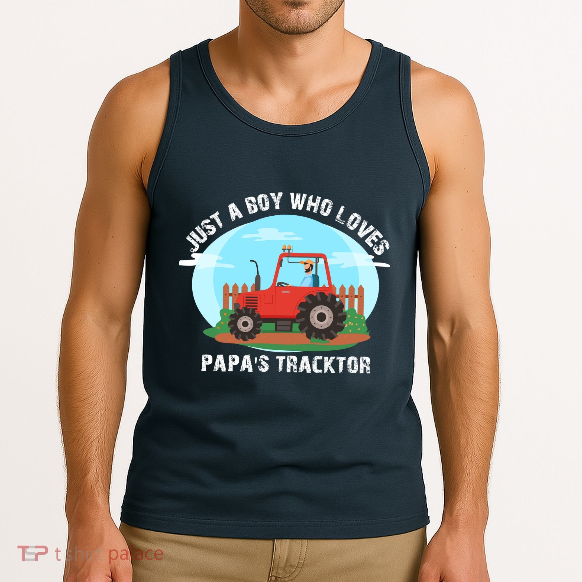 Just A Boy Who Loves Tractors Farming Tank Top