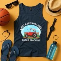 Just A Boy Who Loves Tractors Farming Tank Top thumb 4