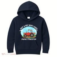 Just A Boy Who Loves Tractors Farming Kids Hoodie thumb 0