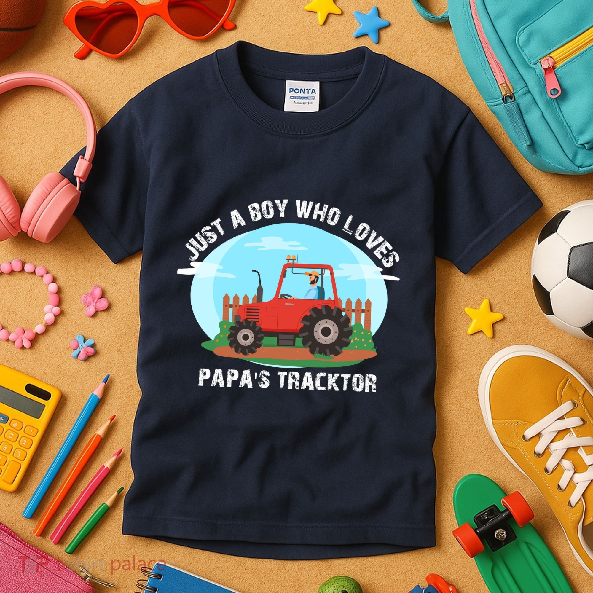 Just A Boy Who Loves Tractors Farming Kids T-Shirt