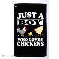 Just A Boy Who Loves Chickens Farm Chicken Gift Golf Towel thumb 0